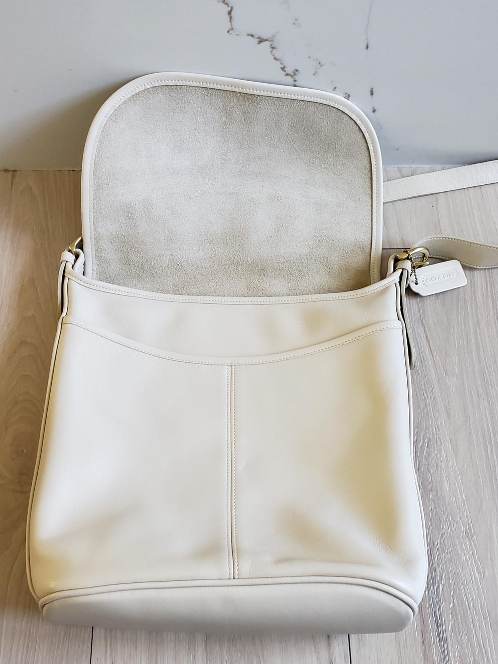 Vintage Coach Crossbody Whitney Bone White Leather Timeless USA Shoulder Bag - Picture 8 of 15